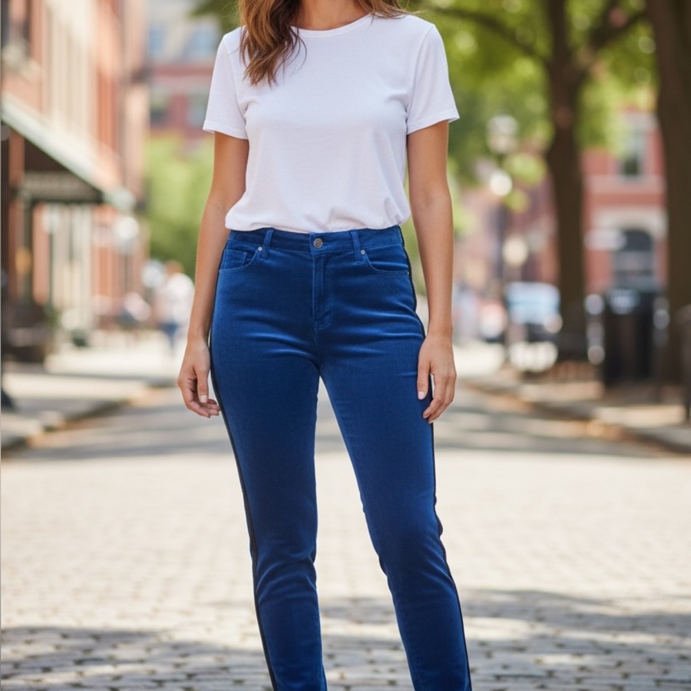 Parker Smith Blue velvet Pants with Black Stripe size 31